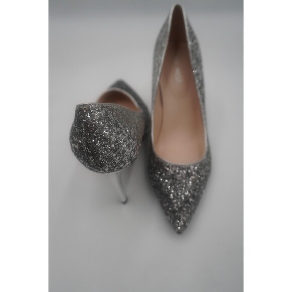 Nine West Silver Glitter Pointed Toe Stiletto Formal Pumps Party Heels Size 8M - Picture 7 of 10